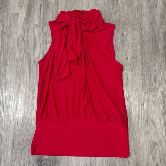 Tiffany & Grey Pink High Neck Tie Sleeveless Blouse - Picture 2 of 4